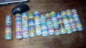 A co-op order of 'plastic Washi'.  This is more like coloured scotch tape but was super cheap at only $.10 per roll.  These now belong to the kids.     