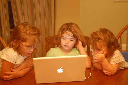 kids watching tv on computer