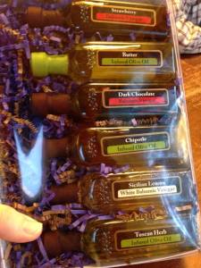 A sampling of the oils and vinegars available at The Classy Cruet.