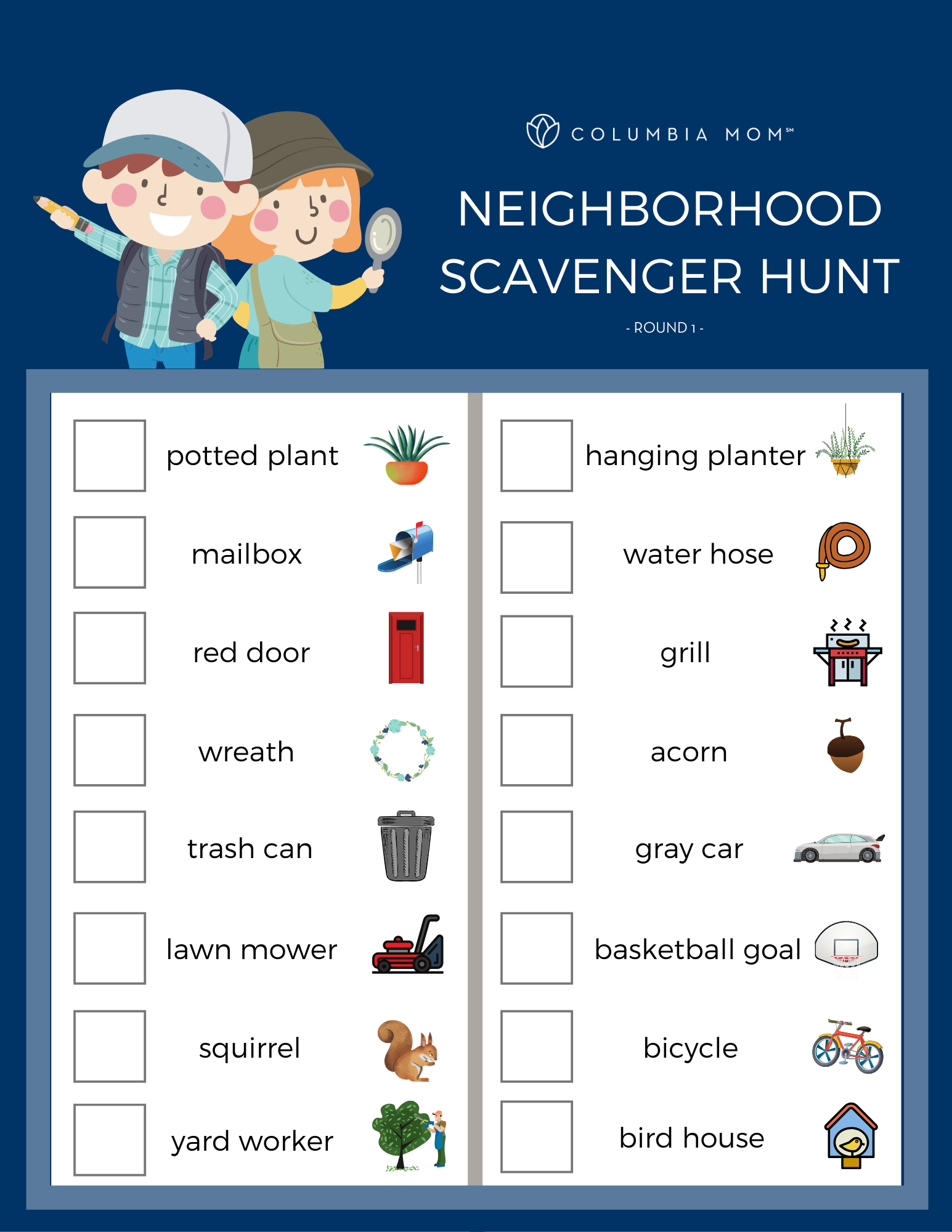 FREE Neighborhood Scavenger Hunt Printables!